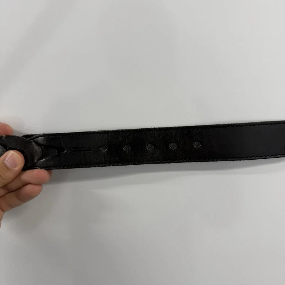 Polo Ralph Lauren Men's 42 Black Braided Leather Belt Made in England